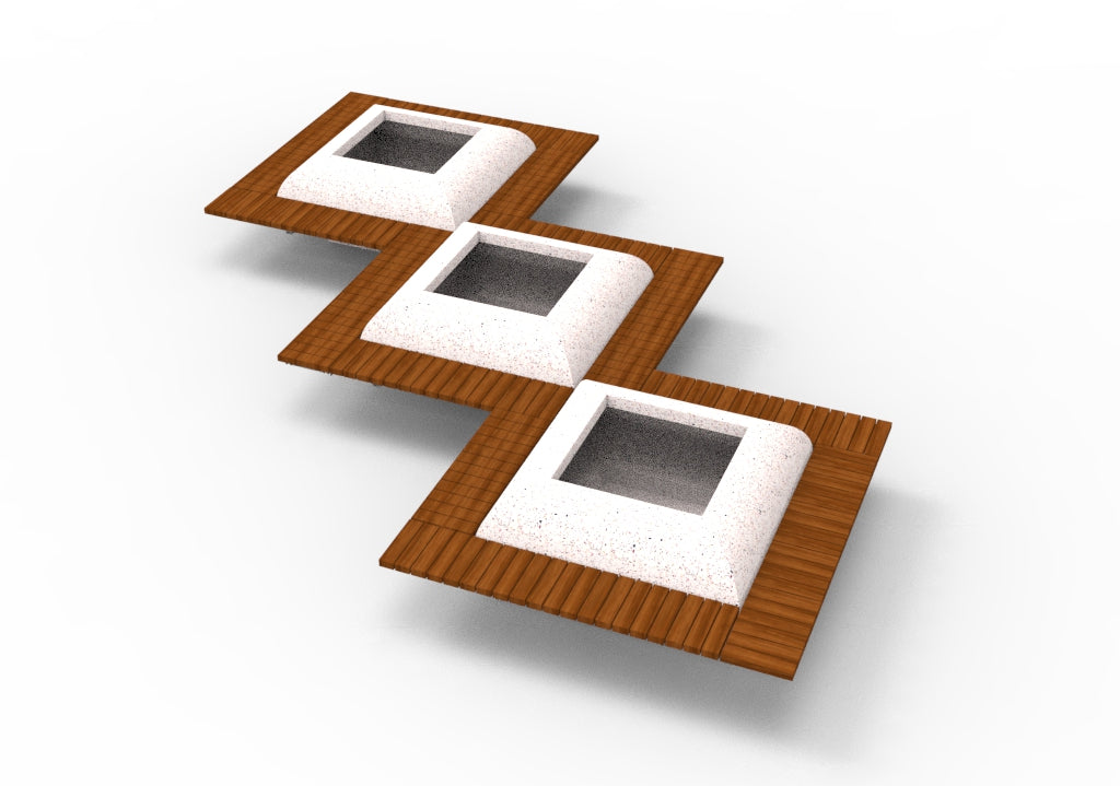 SEDORA Fioriera con panchina integrata in legno (GAAB116-1 DR / GAAB116-1 DR 3 in a row)