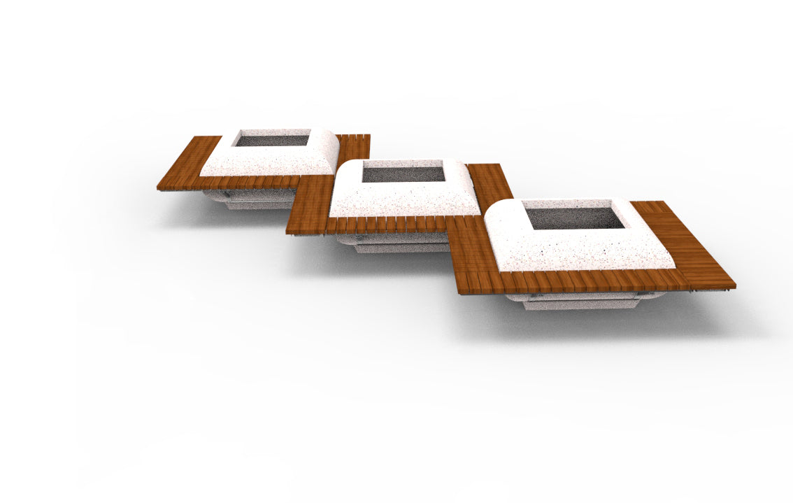 SEDORA Fioriera con panchina integrata in legno (GAAB116-1 DR / GAAB116-1 DR 3 in a row)