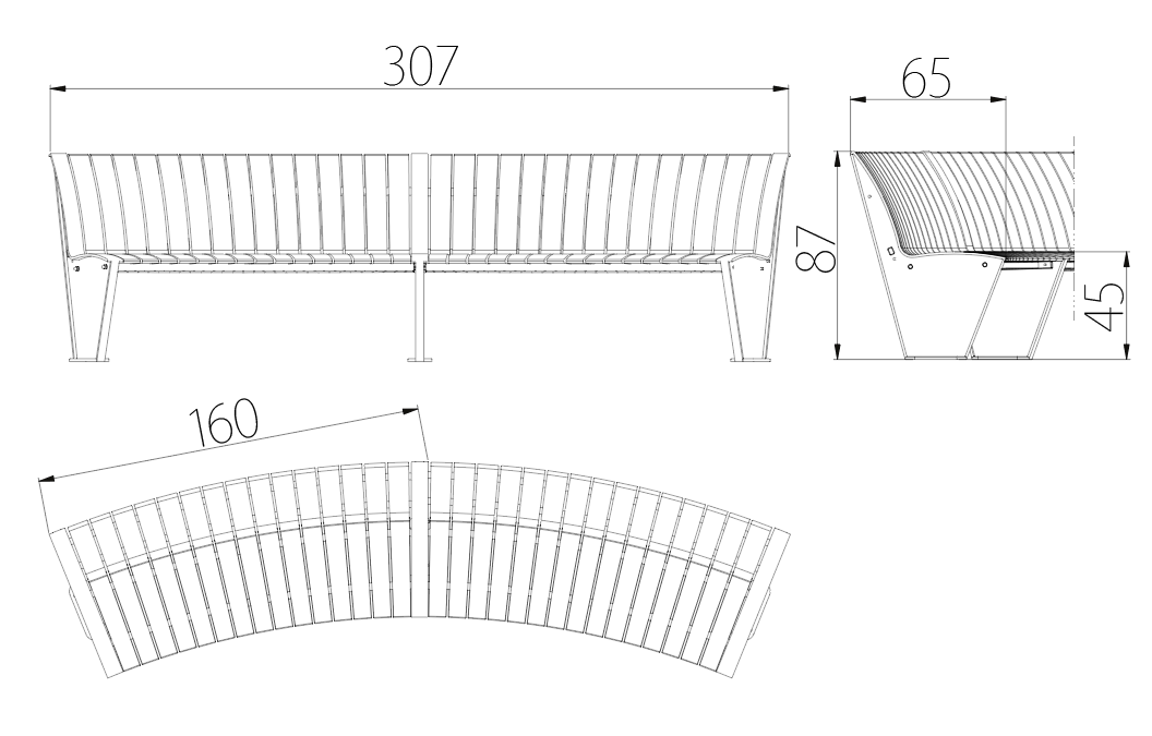 SEDORA Panchina modulare con schienale dal design contemporaneo (PKDA016-L)