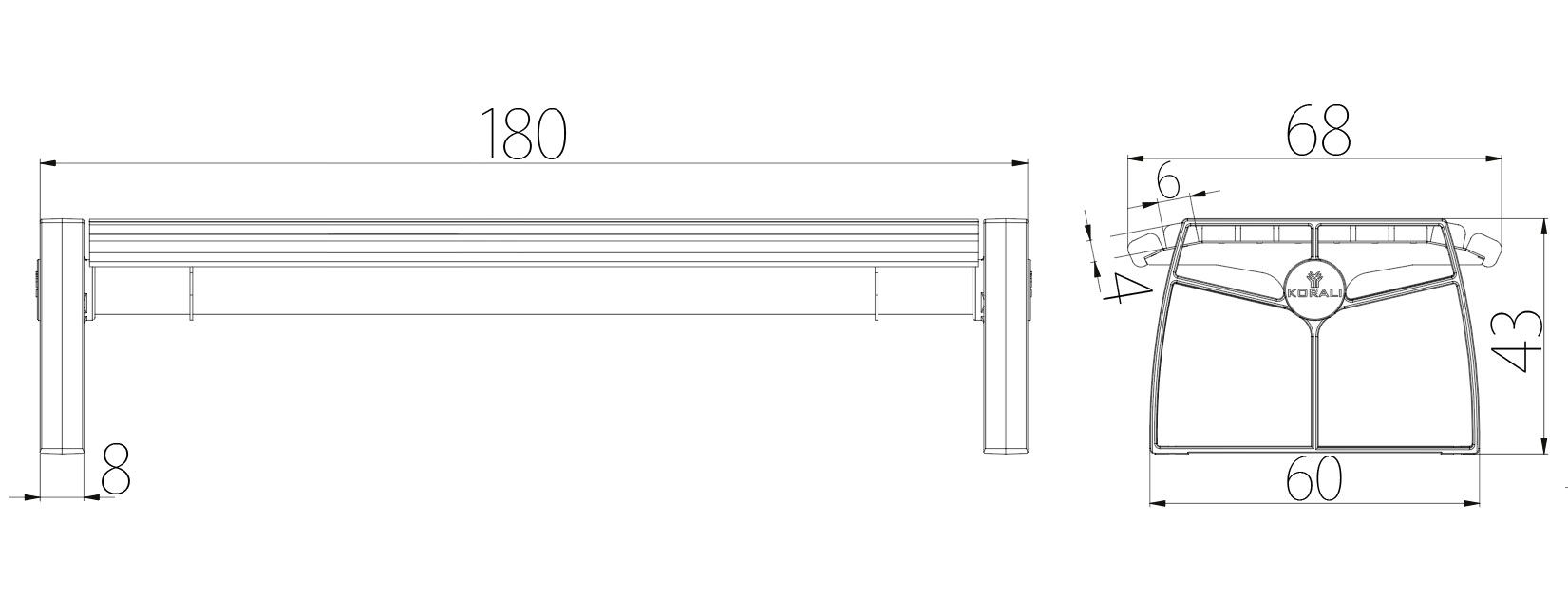 SEDORA Panchina dal design contemporaneo e minimale (PKDA038)