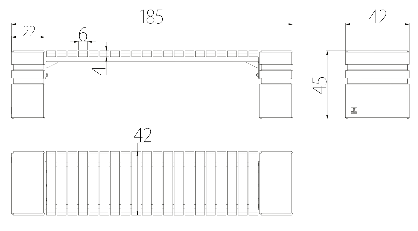 SEDORA Panchina dal design essenziale e materico (PKDB039-1)