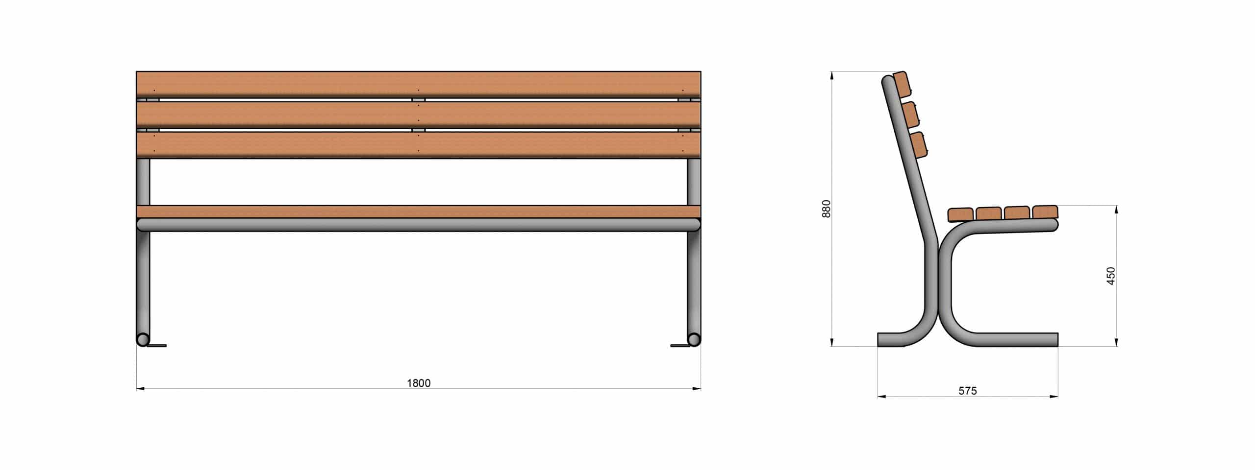 SEDORA Panchina con schienale dal design classico e senza tempo (PKDS101 Series)