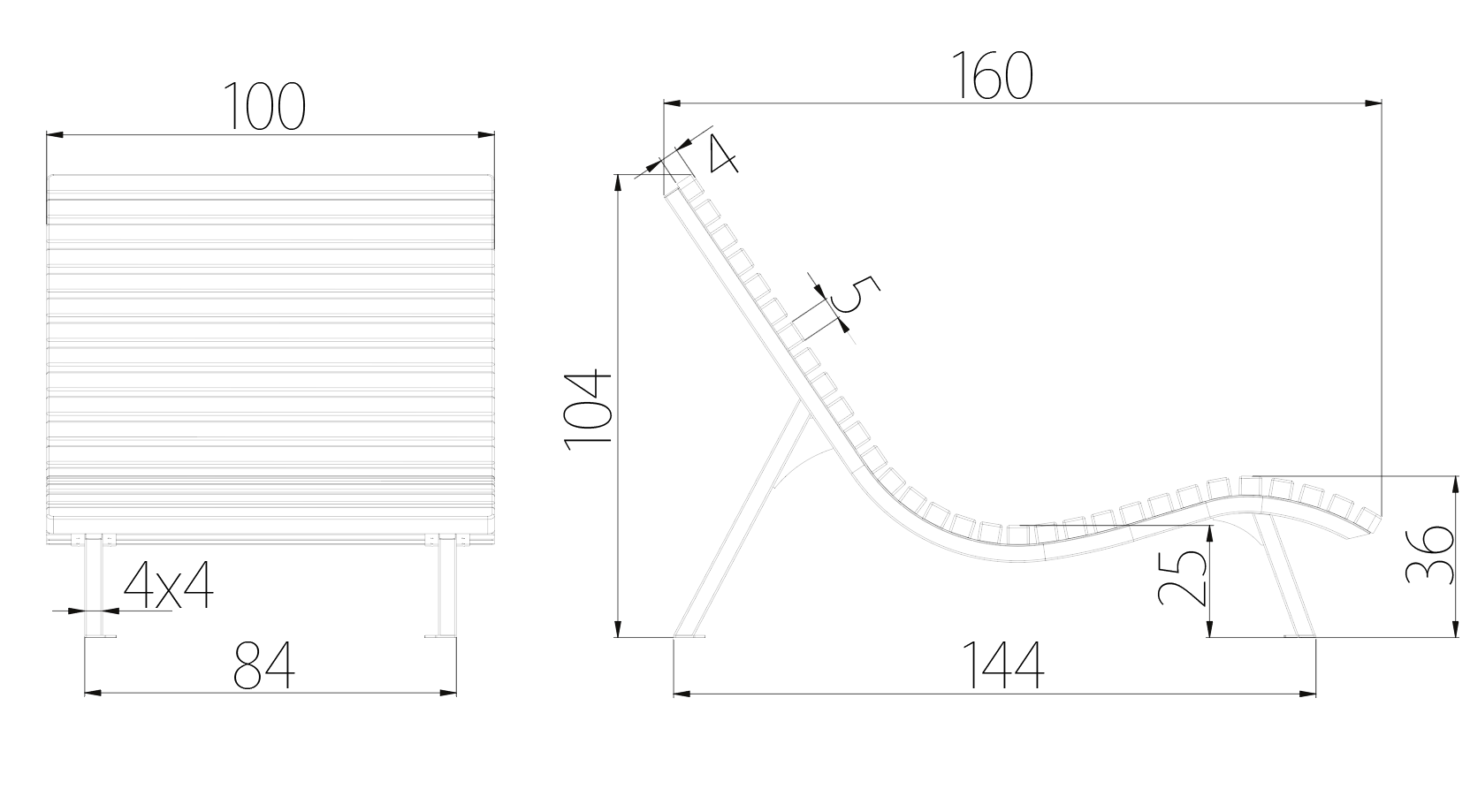 SEDORA Lettino urbano dal design elegante e senza tempo (PLDS001)