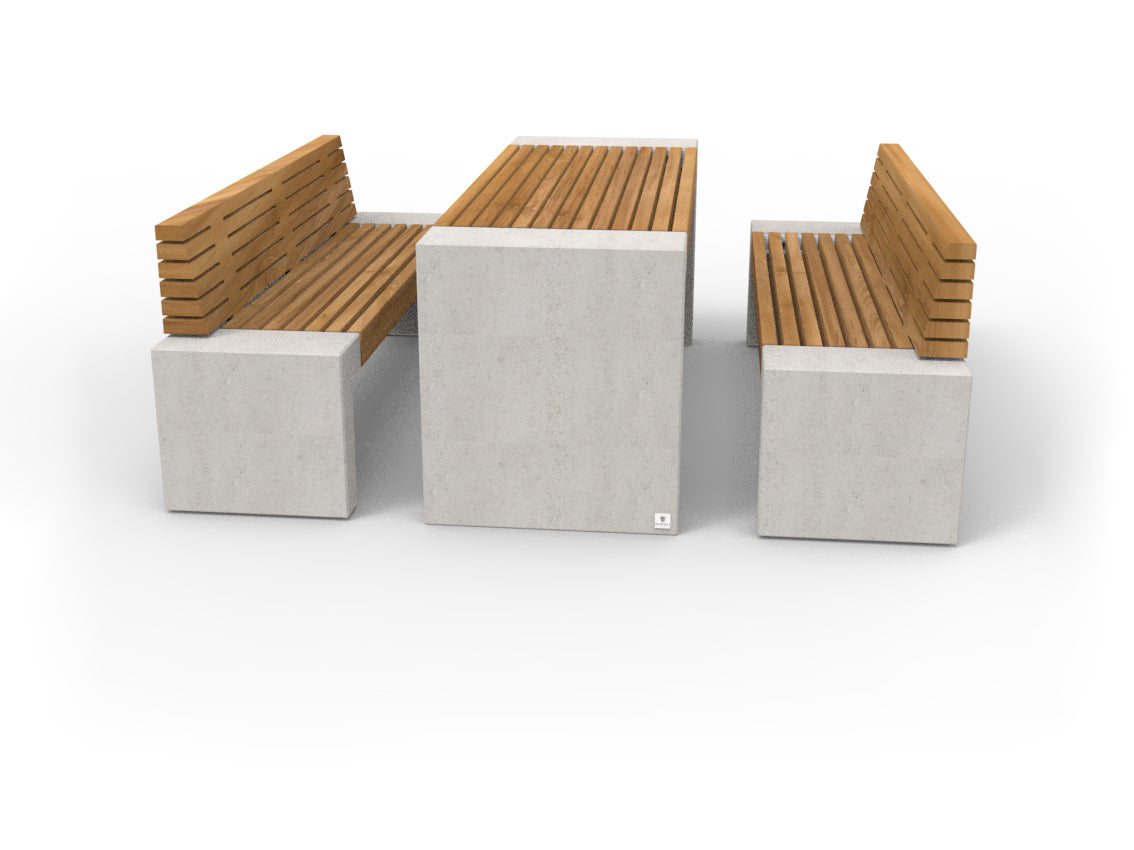 SEDORA Set tavolo con 2 panche con schienale (PSBD001-1 + 2×PKDB056)