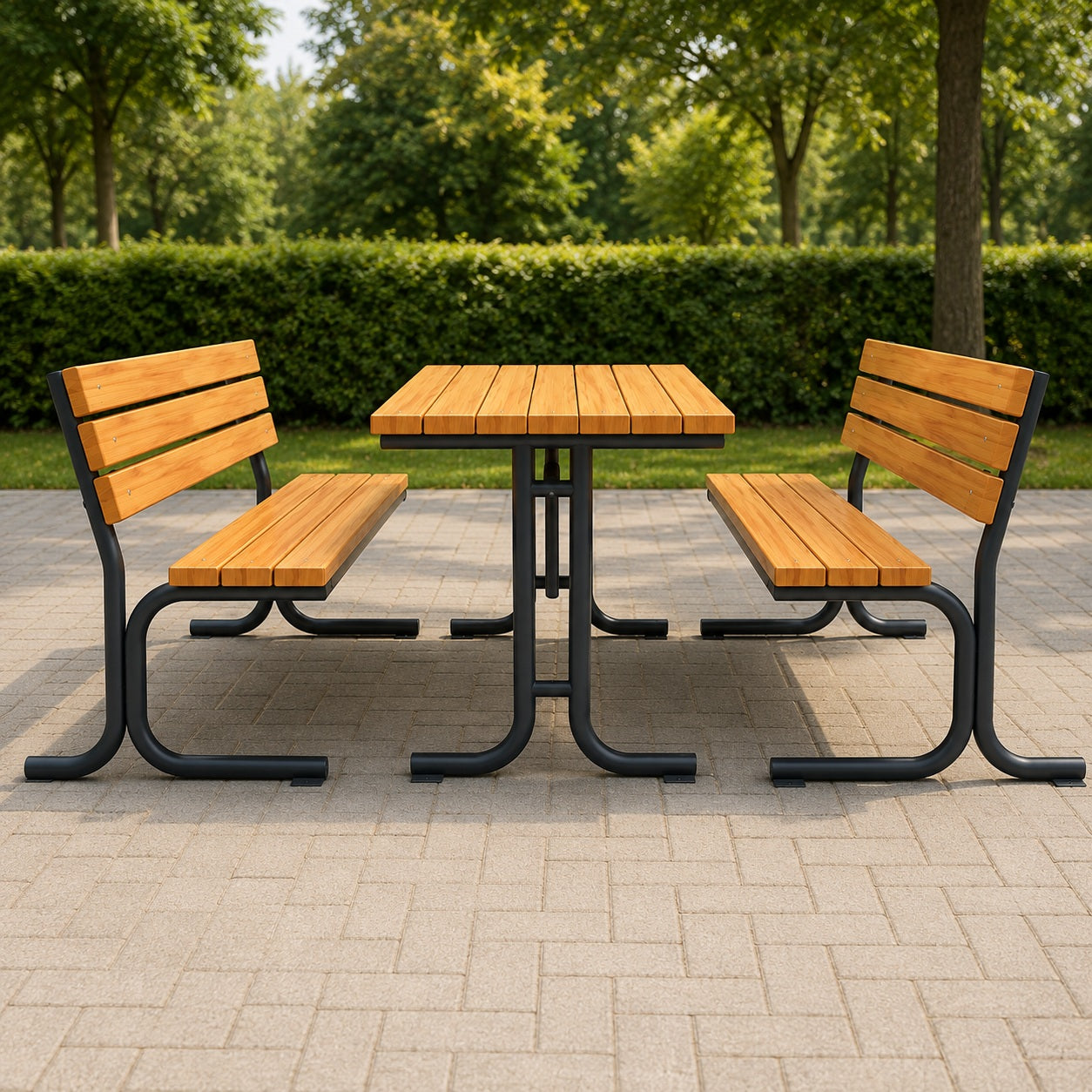 SEDORA Set tavolo con 2 panche con schienale (PSDS002-1 + 2×PKDS101)