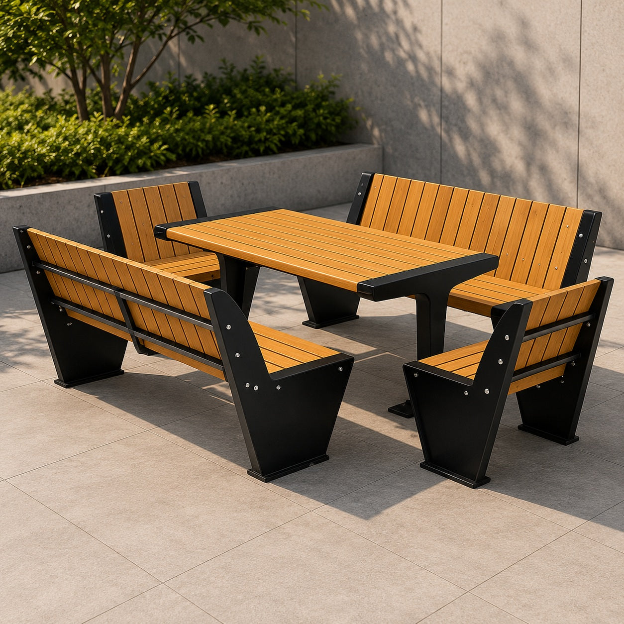 SEDORA Set tavolo con 2 panche e 2 sgabelli (PSDS016 + 2×PKDA016 + 2×PKDA016-ST)