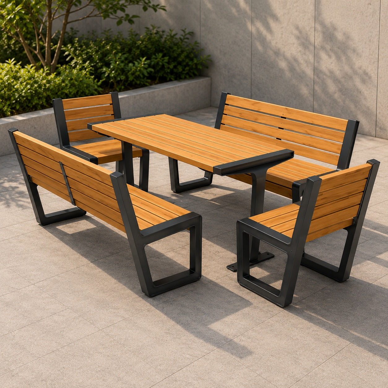 SEDORA Set tavolo con 2 panche e 2 sgabelli (PSDS016 + 2×PKDA040 + 2×PKDA040-ST)
