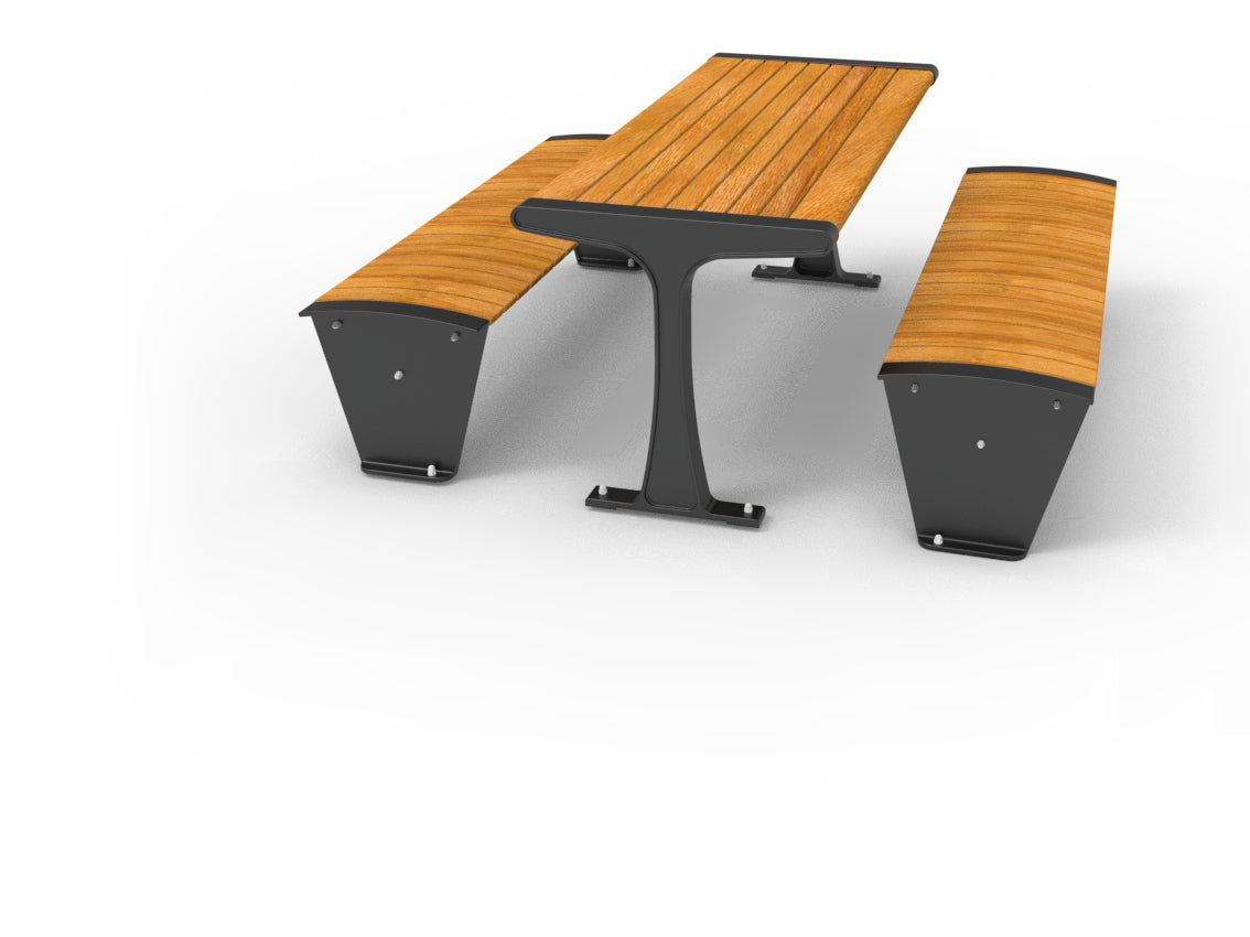 SEDORA Set tavolo con due panche dal design elegante e modulare (PSDS016 + 2xPKDA012)