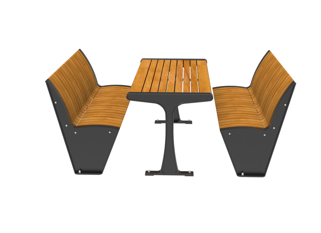 SEDORA Set tavolo con 2 panche con schienale (PSDS016 + 2×PKDA016)