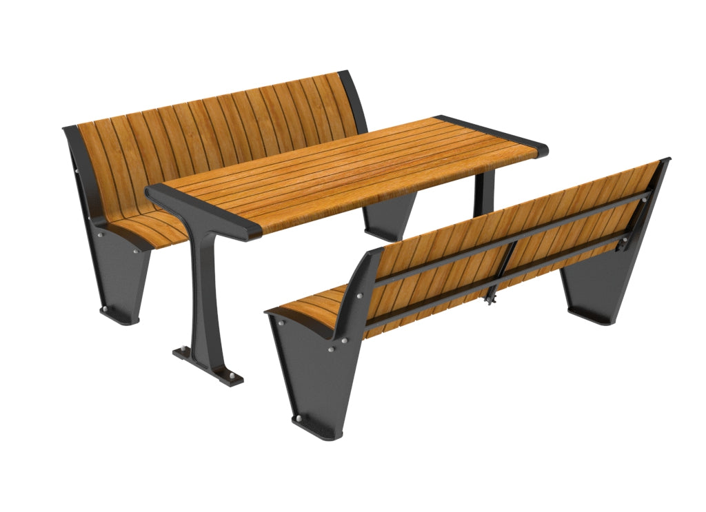 SEDORA Set tavolo con 2 panche con schienale (PSDS016 + 2×PKDA016)