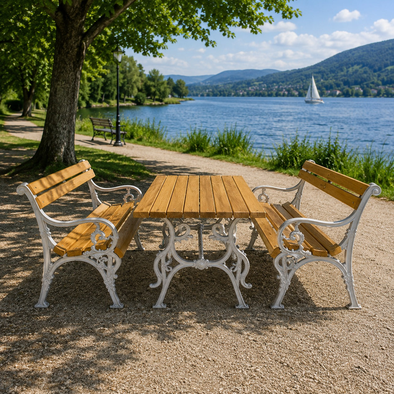 SEDORA Set tavolo con 2 panche con schienale (PSDS020 + 2×PKDA020)