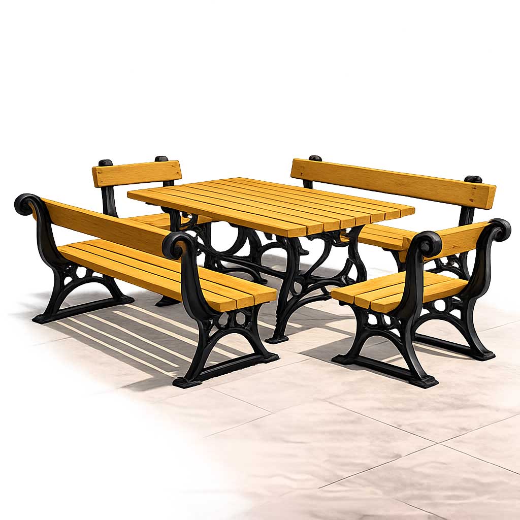 SEDORA Set tavolo con 2 panche e 2 sgabelli (PSDS020 + 2×PKDA023 + 2×PKDA023-ST)