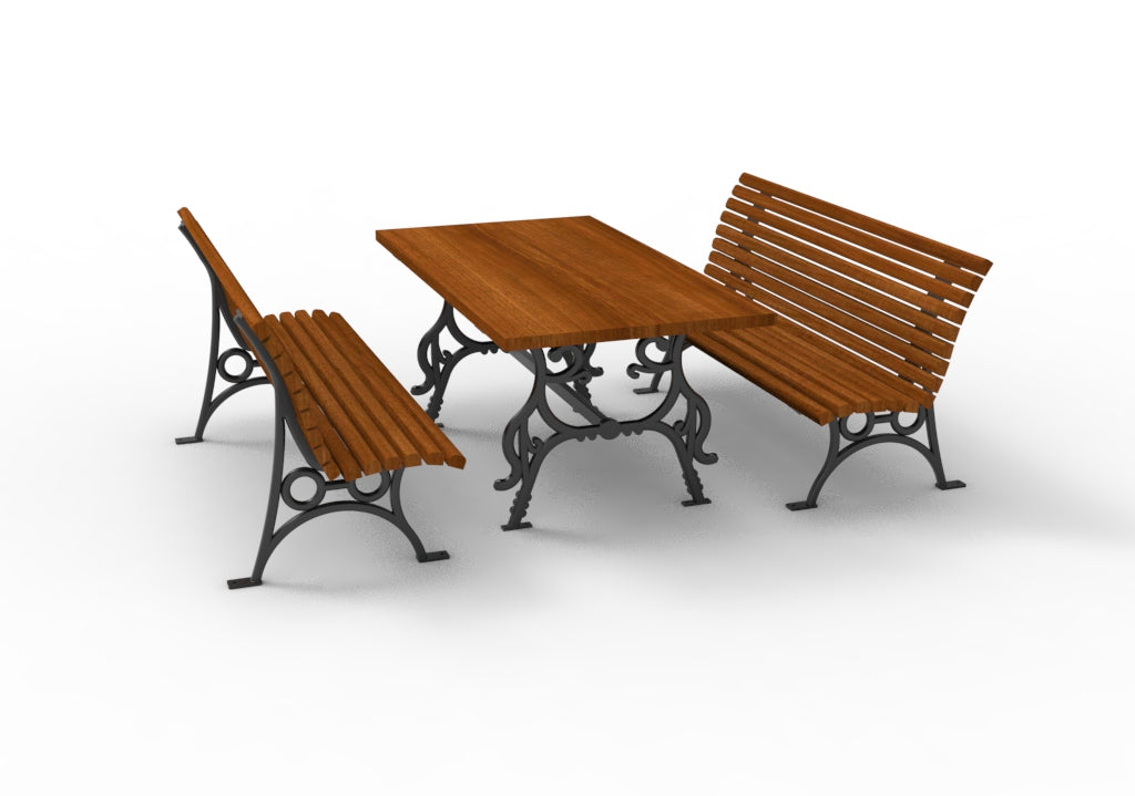 SEDORA Set tavolo con 2 panche con schienale (PSDS020 + 2×PKDA021)