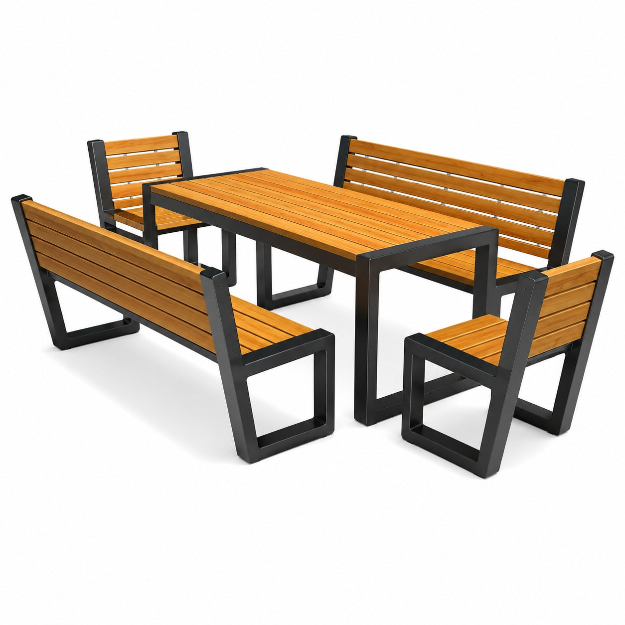 SEDORA Set tavolo con 2 panche e 2 sgabelli (PSDS080-1 + 2×PKDA040 + 2×PKDA040-ST)