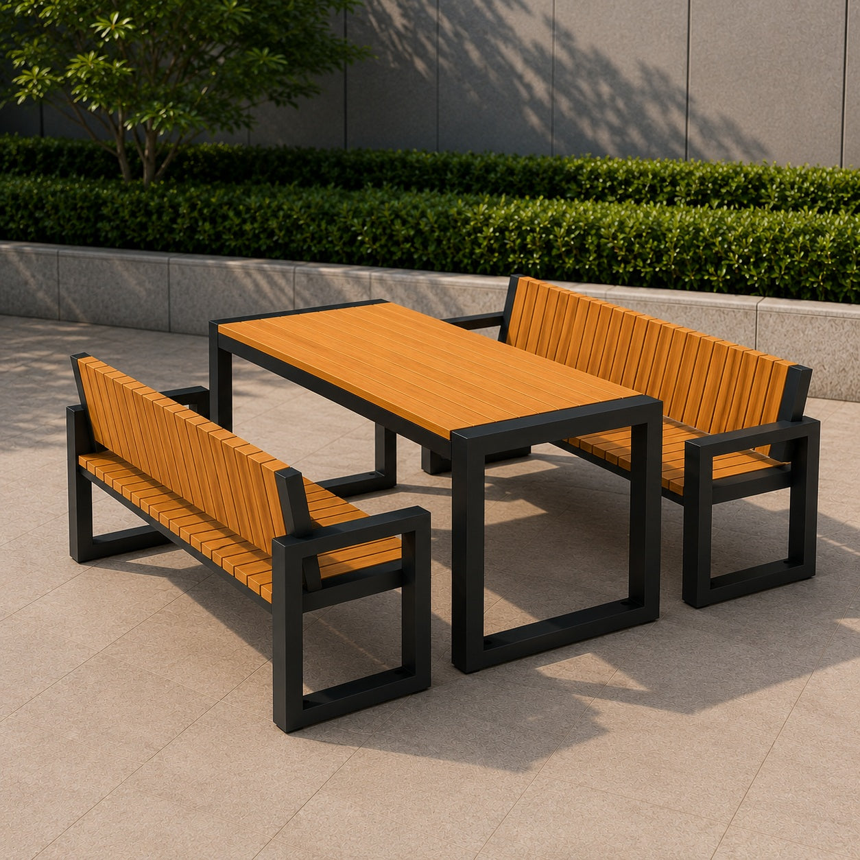 SEDORA Set tavolo con 2 panche con schienale (PSDS080-1 + 2×PKDS080-1)