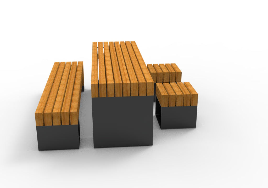 SEDORA Set tavolo con panchina e 2 sgabelli (PSDS100 + PKDS100 + 2×PKDS100-1)