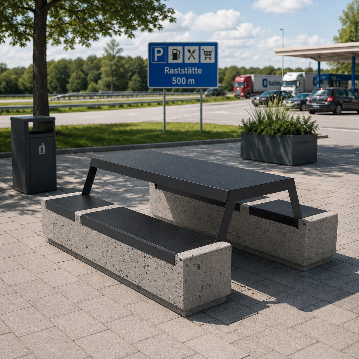 SEDORA Tavolo picnic urbano con panche integrate (PSMB001-2 / PSMB001-3 / PSMB001-DR)