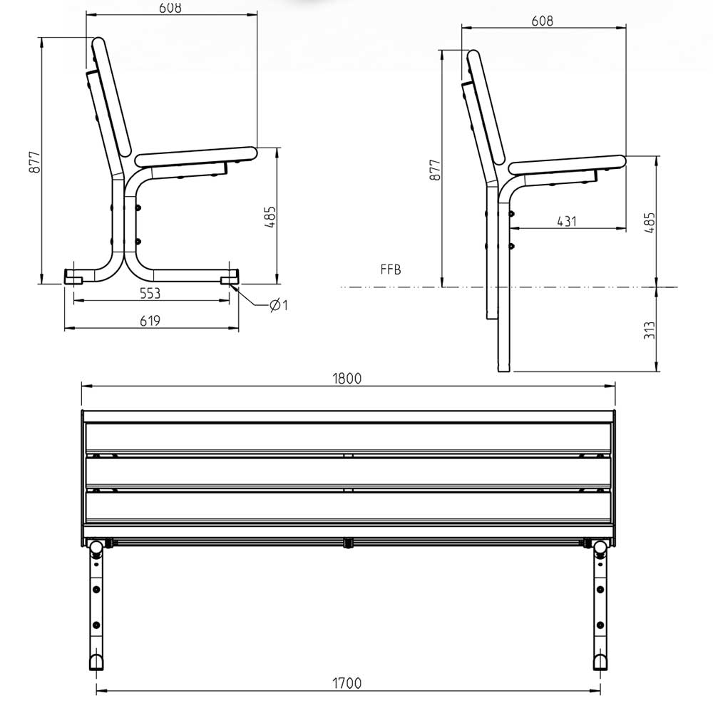SEDORA Piazza Plus Style – Panchina con schienale e inserti personalizzabili