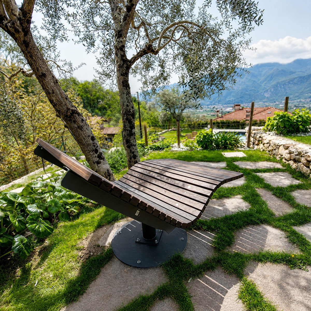 SEDORA Solaris – Doppia chaise longue in bambù, fissa o girevole a 360°