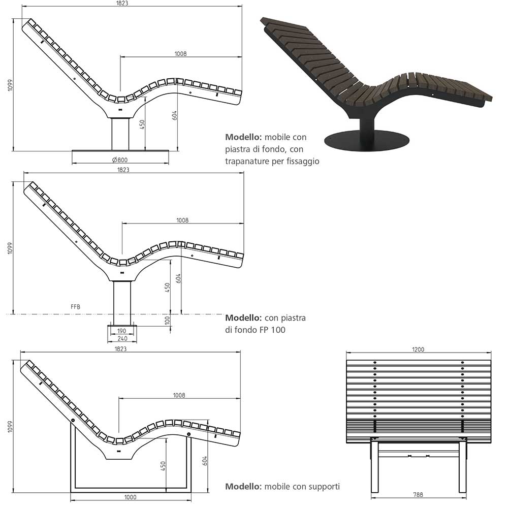 SEDORA Solaris – Doppia chaise longue in bambù, fissa o girevole a 360°