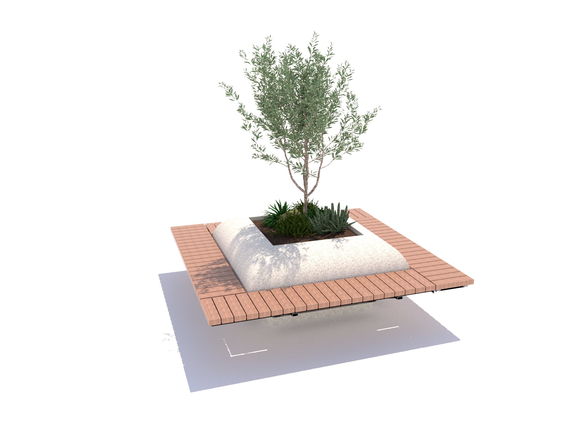 SEDORA Fioriera con panchina integrata in legno (GAAB116-1 DR / GAAB116-1 DR 3 in a row)