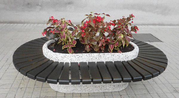 SEDORA Fioriera con panchina integrata dal design scultoreo (GADB010)