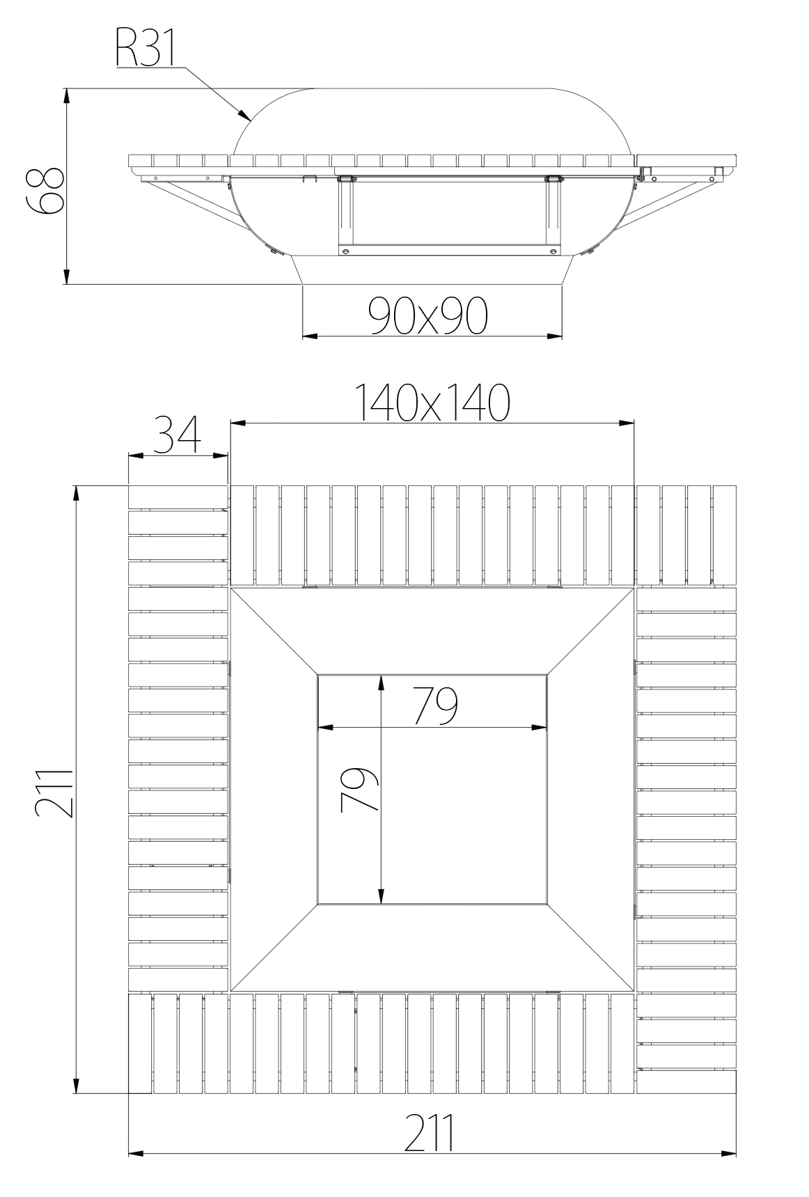 SEDORA Fioriere con panchina integrata in metallo (GAAB016-AV / GAAB116-AV)