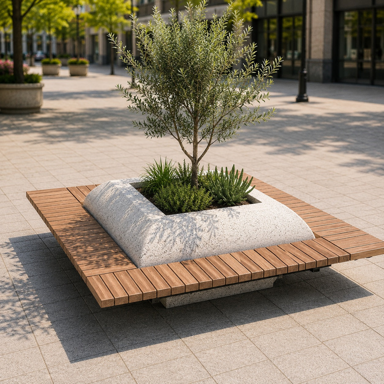 SEDORA Fioriera con panchina integrata in legno (GAAB116-1 DR / GAAB116-1 DR 3 in a row)