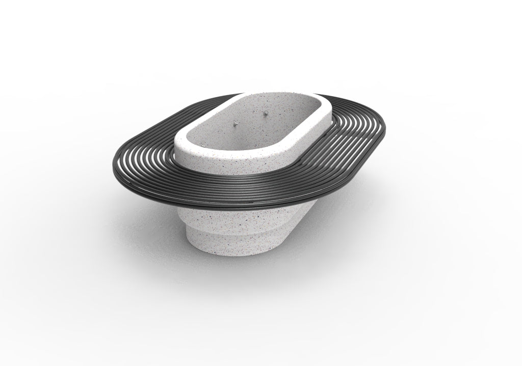 SEDORA Fioriera con panchina integrata in metallo dal design contemporaneo (GADB010-AV)