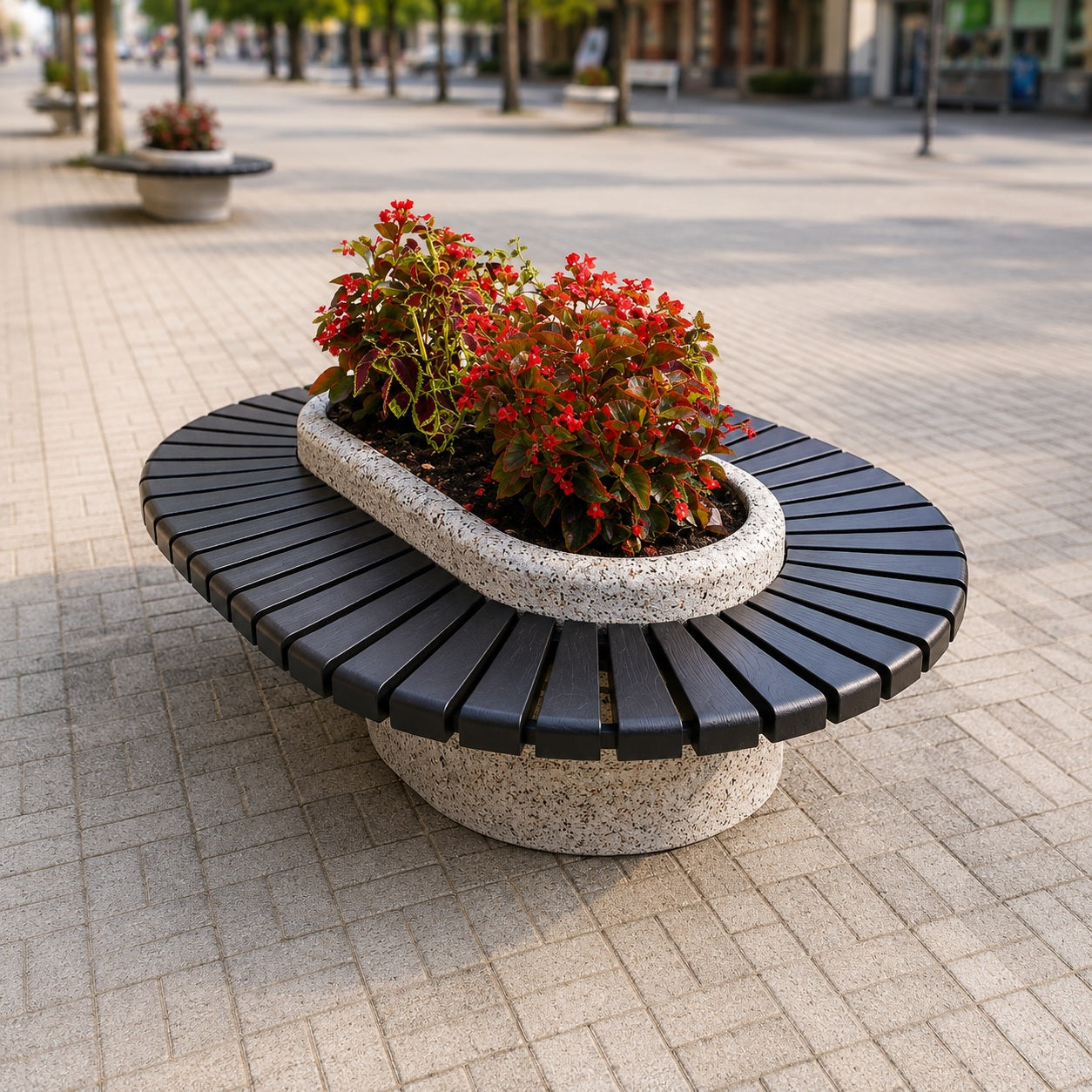 SEDORA Fioriera con panchina integrata dal design scultoreo (GADB010)