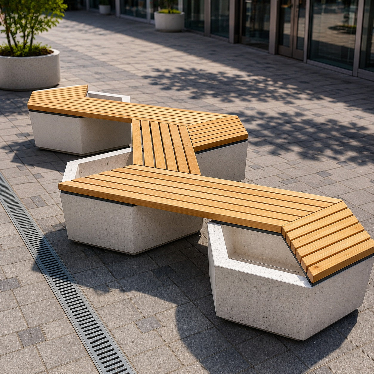 SEDORA Sistema modulare con fioriere integrate dal design esagonale (HEXAGON)