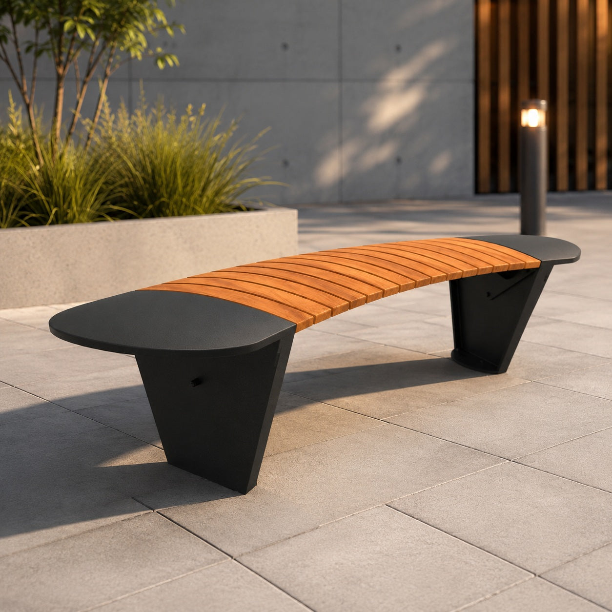 SEDORA Panchina Urbana di Design in Legno e Acciaio (PKDA015)
