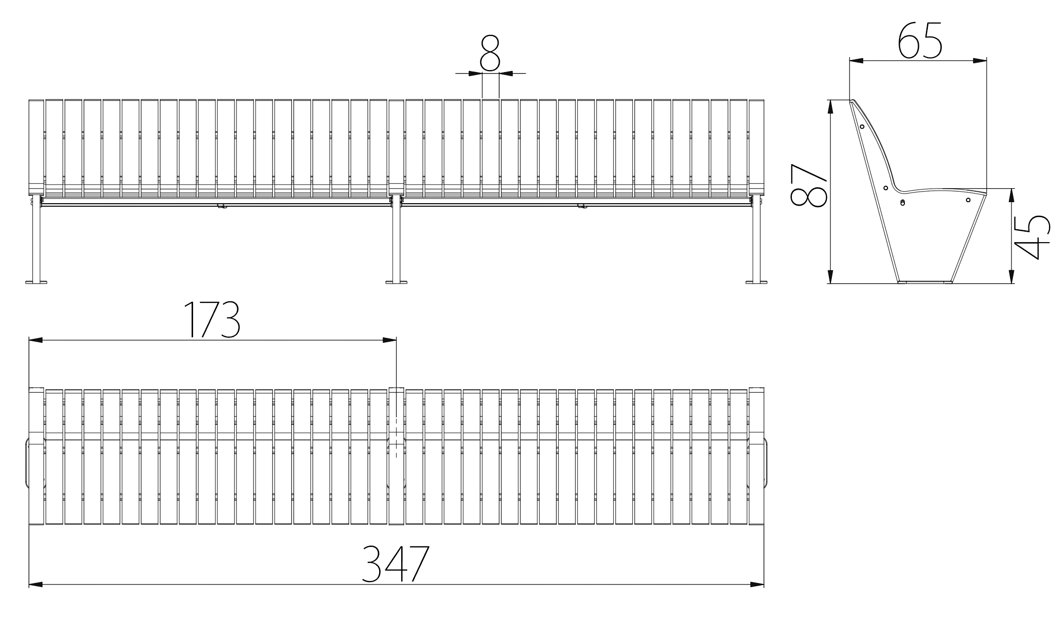 SEDORA Panchina modulare con schienale dal design contemporaneo (PKDA016-M / PKDA016-C)