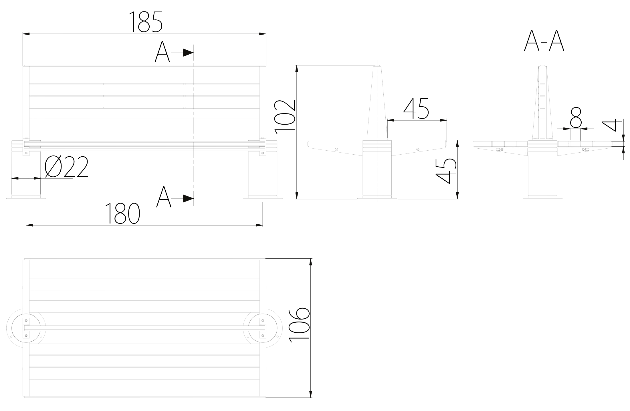 SEDORA Panchina bifacciale con schienale dal design classico e intramontabile (PKDS007)