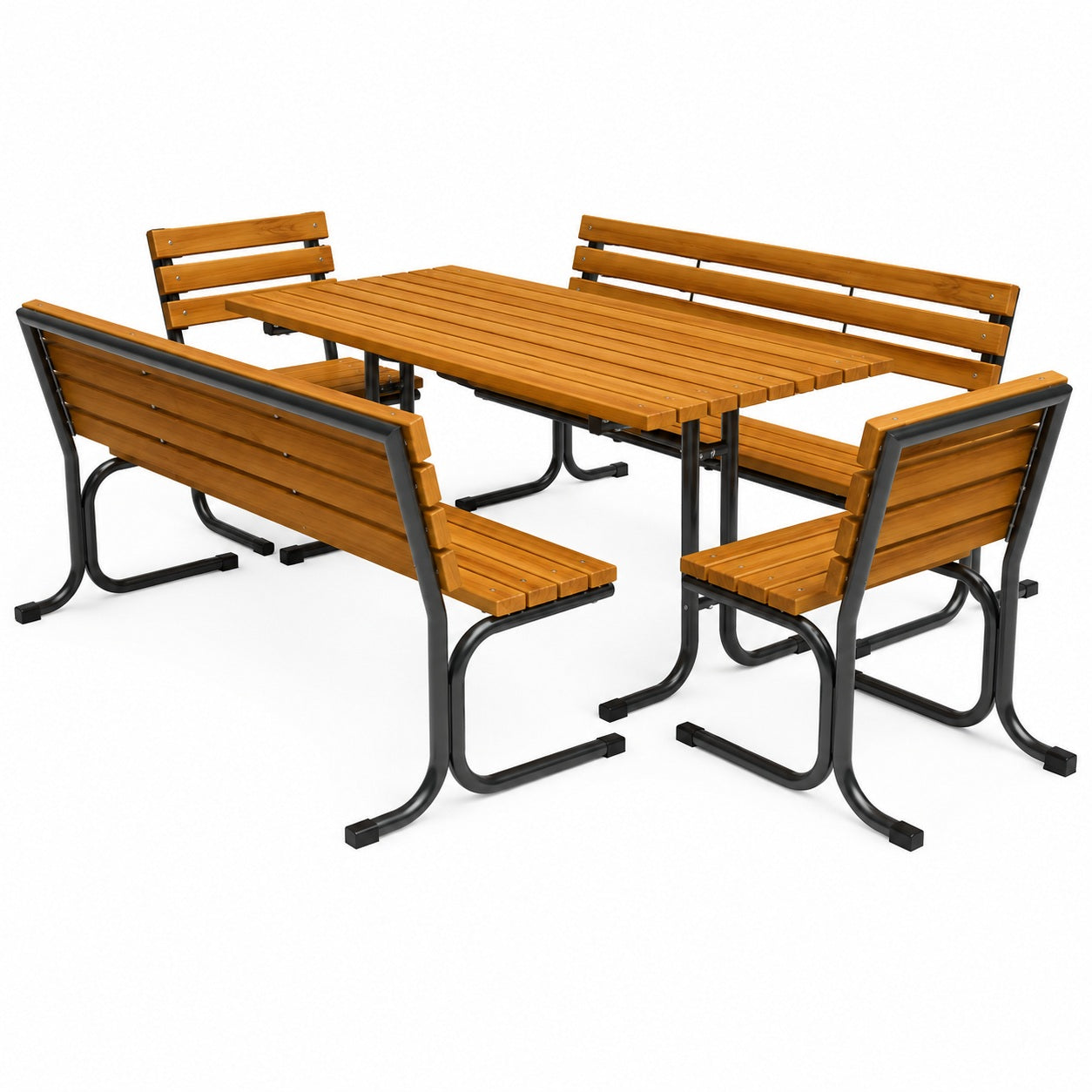 SEDORA Set tavolo con 2 panche e 2 sgabelli (PSDS002-1 + 2×PKDS101 + 2×PKDS101-ST)