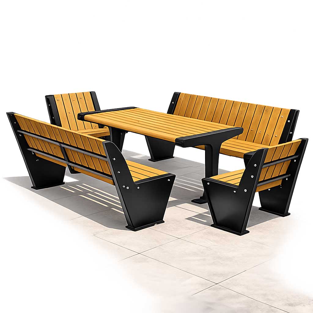 SEDORA Set tavolo con 2 panche e 2 sgabelli (PSDS016 + 2×PKDA016 + 2×PKDA016-ST)