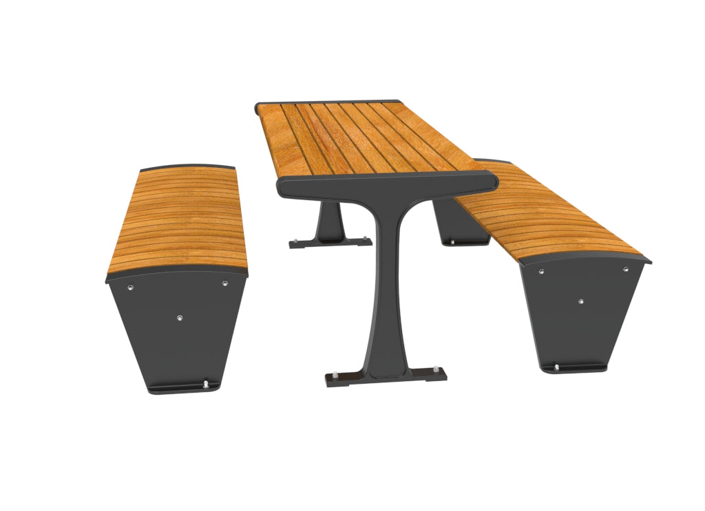 SEDORA Set tavolo con due panche dal design elegante e modulare (PSDS016 + 2xPKDA012)