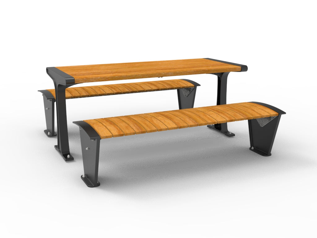 SEDORA Set tavolo con due panche dal design elegante e modulare (PSDS016 + 2xPKDA012)
