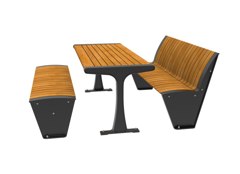 SEDORA Set tavolo con panchina e panchina con schienale (PSDS016 + PKDA012 + PKDA016)