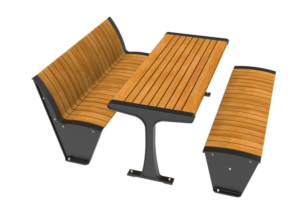 SEDORA Set tavolo con panchina e panchina con schienale (PSDS016 + PKDA012 + PKDA016)