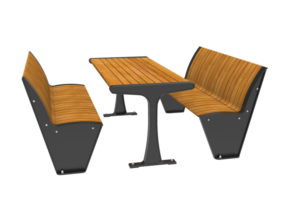 SEDORA Set tavolo con 2 panche con schienale (PSDS016 + 2×PKDA016)