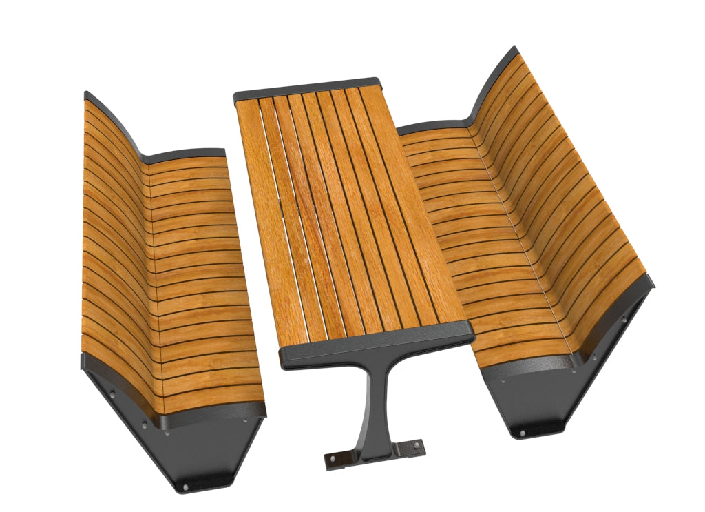 SEDORA Set tavolo con 2 panche con schienale (PSDS016 + 2×PKDA016)