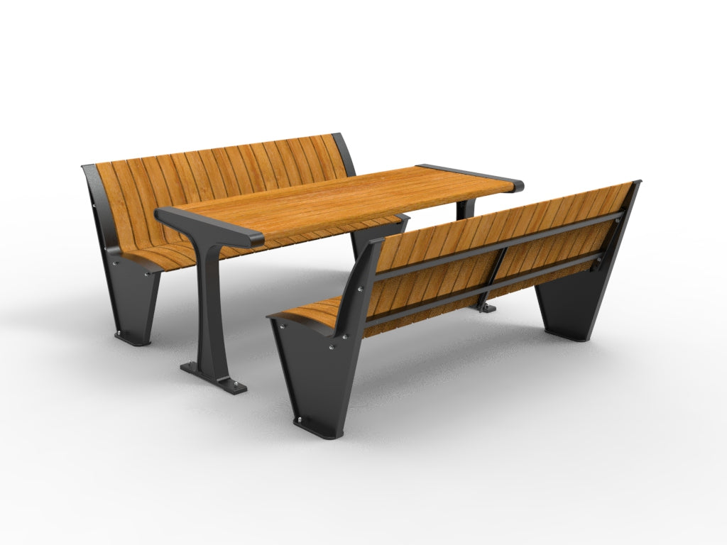 SEDORA Set tavolo con 2 panche con schienale (PSDS016 + 2×PKDA016)