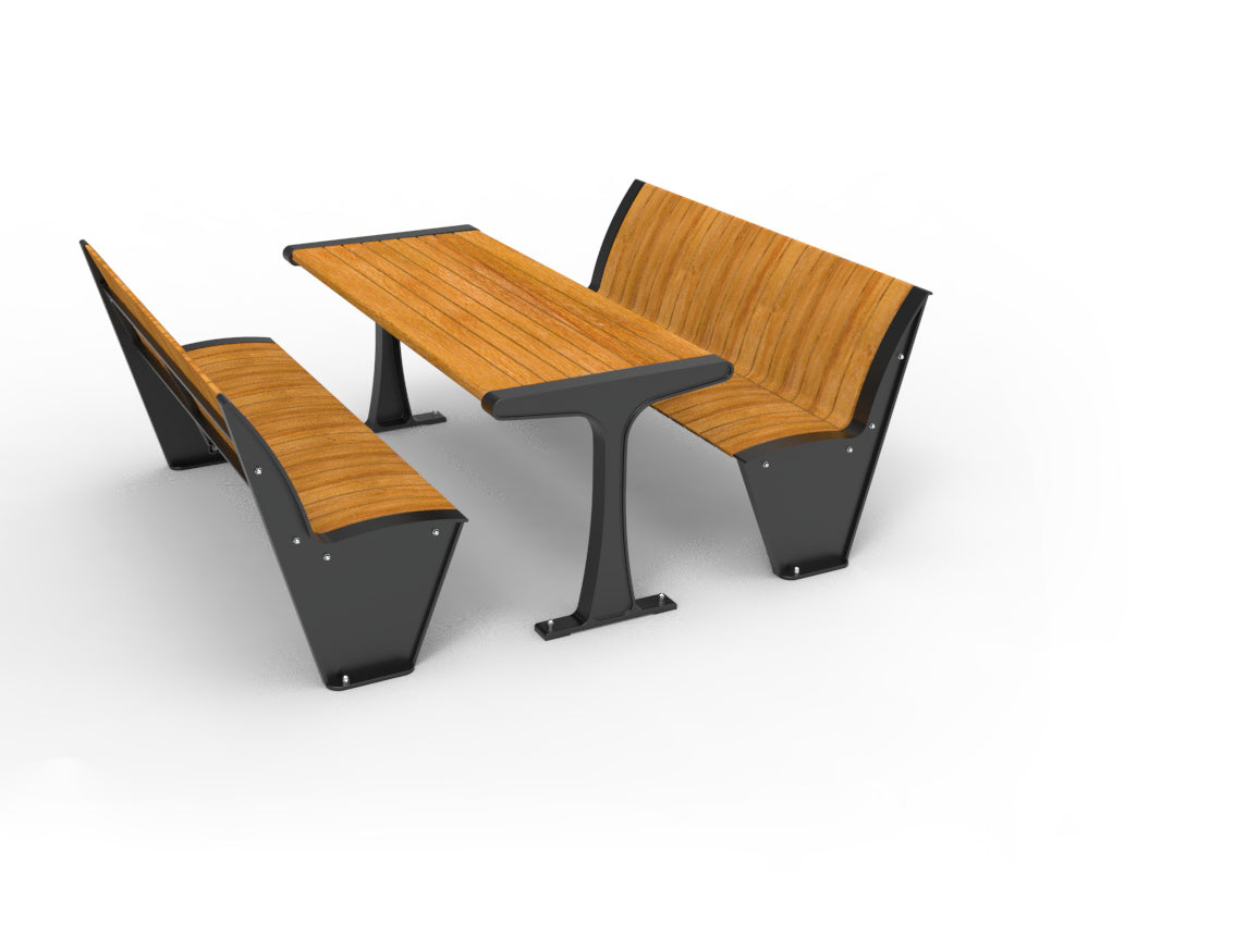 SEDORA Set tavolo con 2 panche con schienale (PSDS016 + 2×PKDA016)
