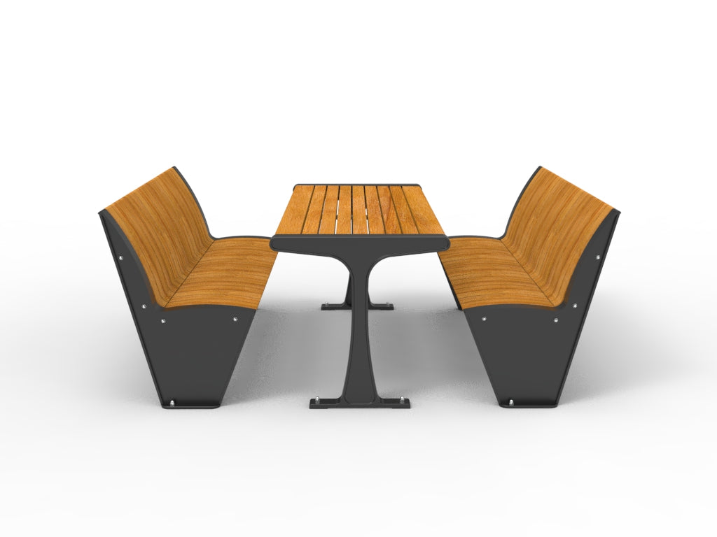 SEDORA Set tavolo con 2 panche con schienale (PSDS016 + 2×PKDA016)