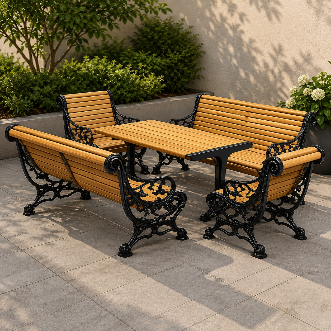 SEDORA Set tavolo con 2 panche e 2 sgabelli (PSDS020 + 2×PKDA019 + 2×PKDA019-ST)