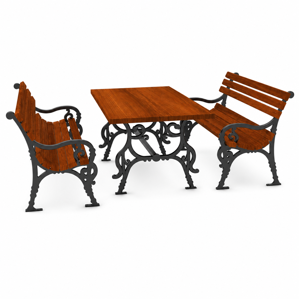 SEDORA Set tavolo con 2 panche con schienale (PSDS020 + 2×PKDA020-1)