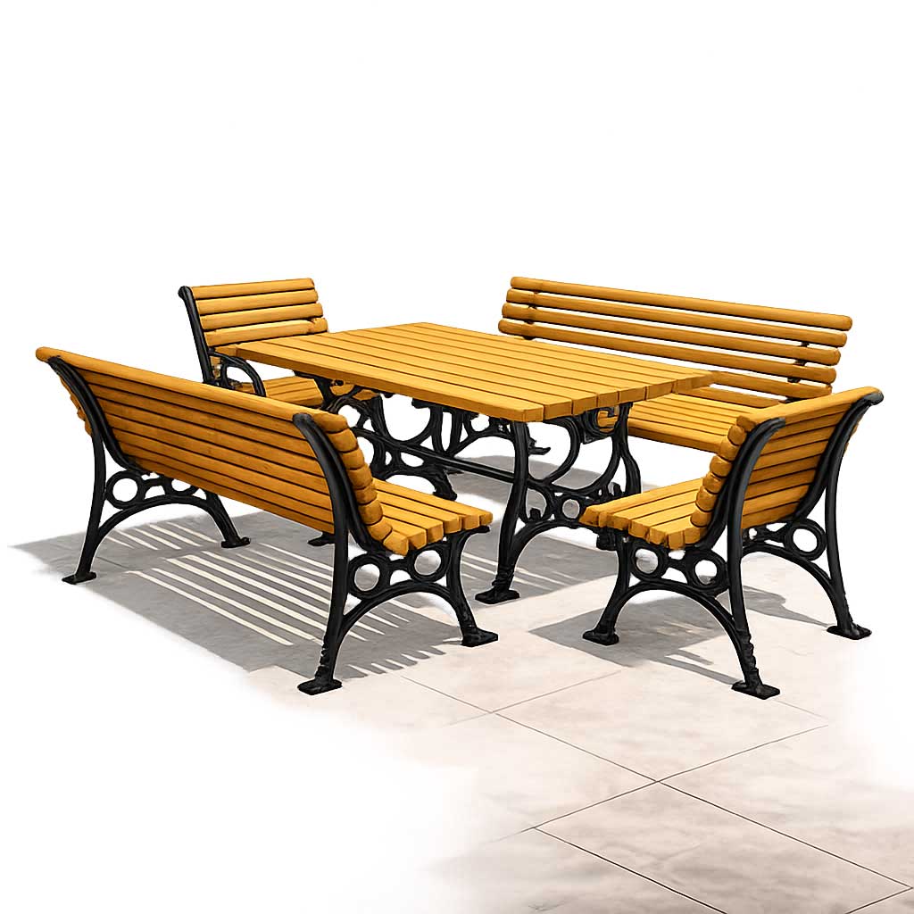 SEDORA Set tavolo con 2 panche e 2 sgabelli (PSDS020 + 2×PKDA021 + 2×PKDA021-ST)