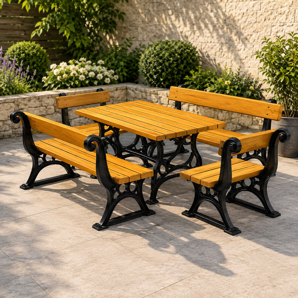 SEDORA Set tavolo con 2 panche e 2 sgabelli (PSDS020 + 2×PKDA023 + 2×PKDA023-ST)