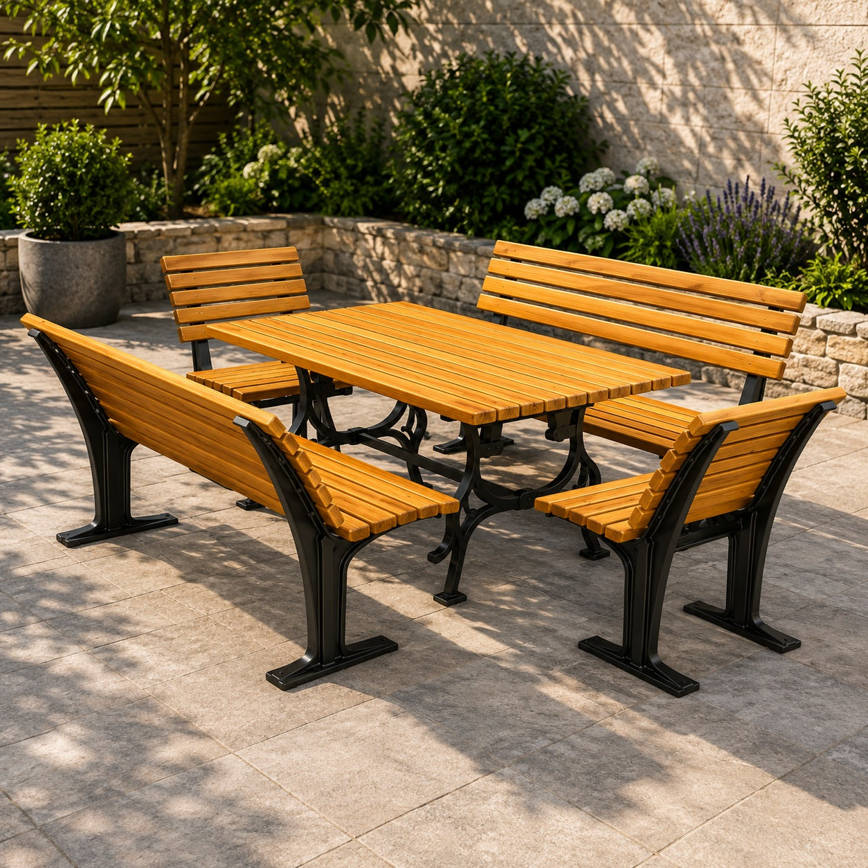 SEDORA Set tavolo con 2 panche e 2 sgabelli (PSDS020 + 2×PKDA035 + 2×PKDA035-ST)